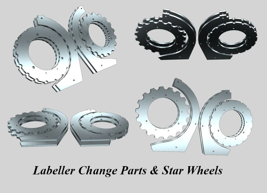 Bottle Labelling Star Wheels, Labeller Change Parts, Bottle Labeler Handling OEM Parts, Bottle Handling Parts, Labeler Feed Screws