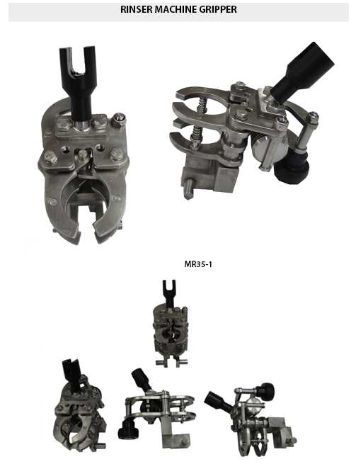 Rinser Gripper, Rinser Gripper clamp, Bottle Rinser neck gripper, Bottle turn prevention mechanism, Rinser Gripper, Bottle Rinser Grippers