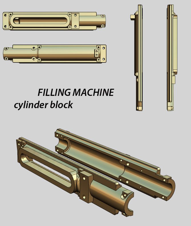 Rotary Filler Cylinder Block, Bottle Filling Cam Shaft Lift Roller Block, Rotary filling machine spare parts